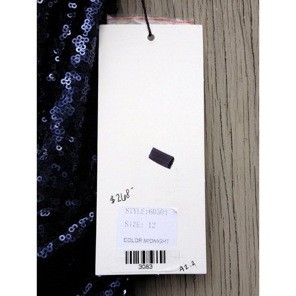 Alyce Paris 60304 Midnight Navy Blue Sequin Prom Formal Dress Gown Size 12 - Picture 10 of 13